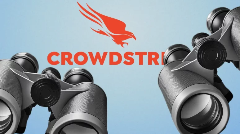CrowdStrike logo and two binoculars